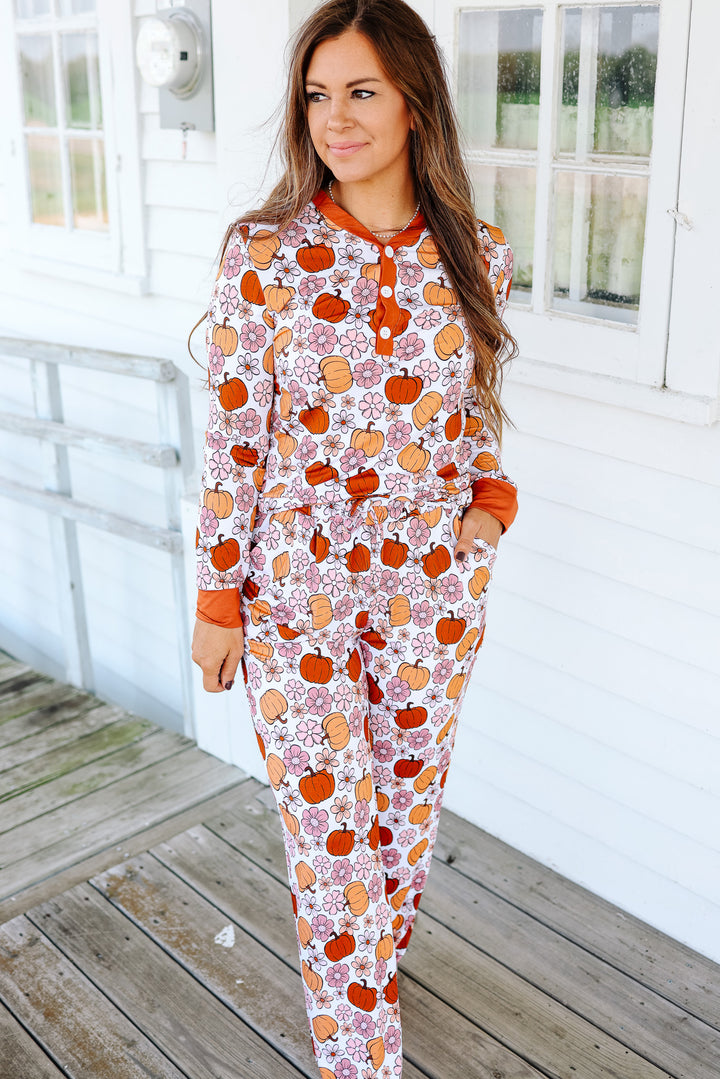 Floral Pumpkin Pajama Set