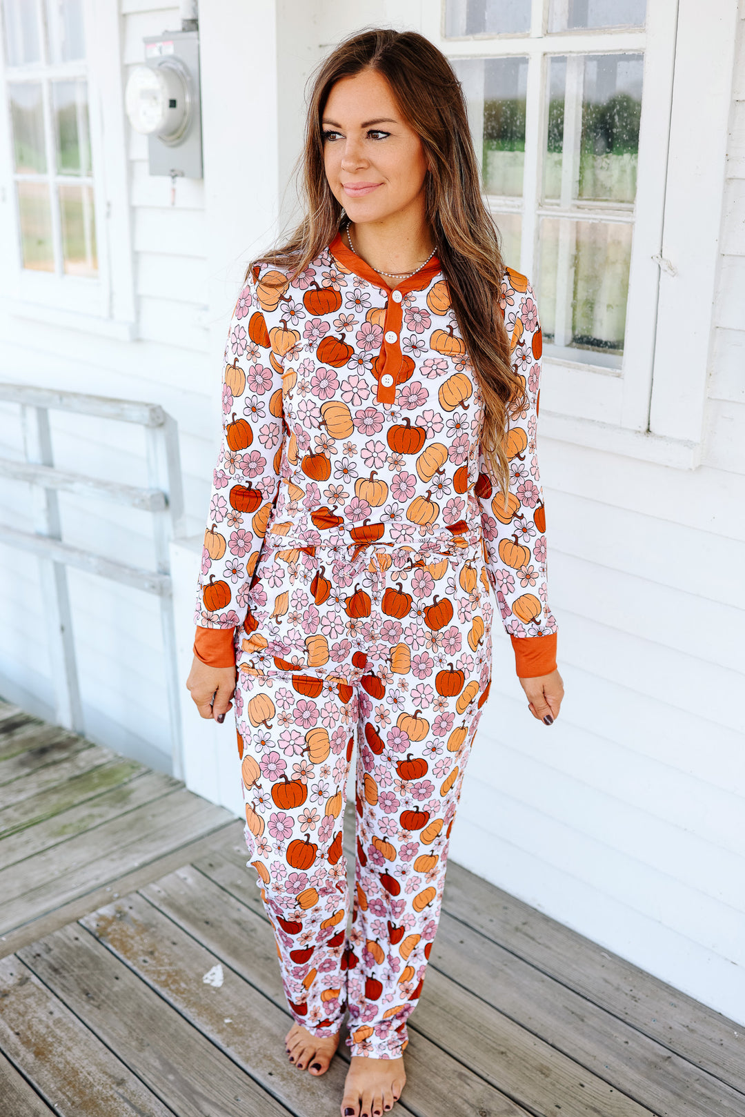 Floral Pumpkin Pajama Set