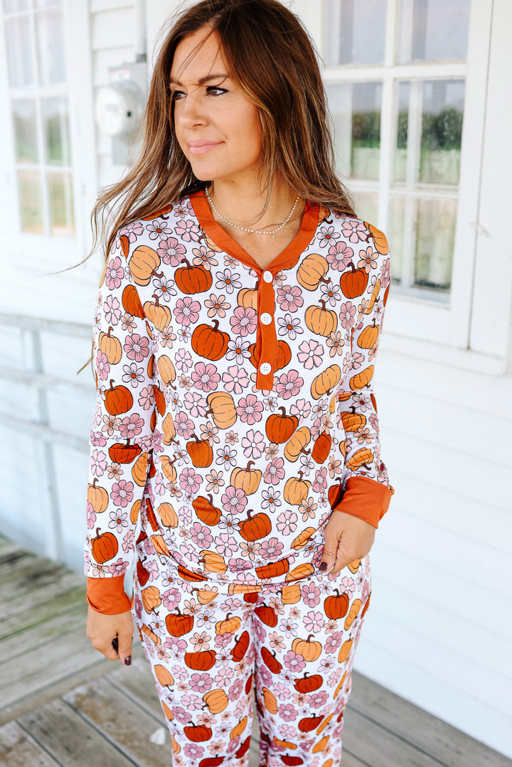 Floral Pumpkin Pajama Set