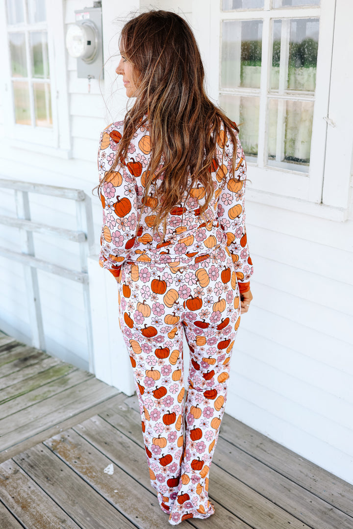 Floral Pumpkin Pajama Set