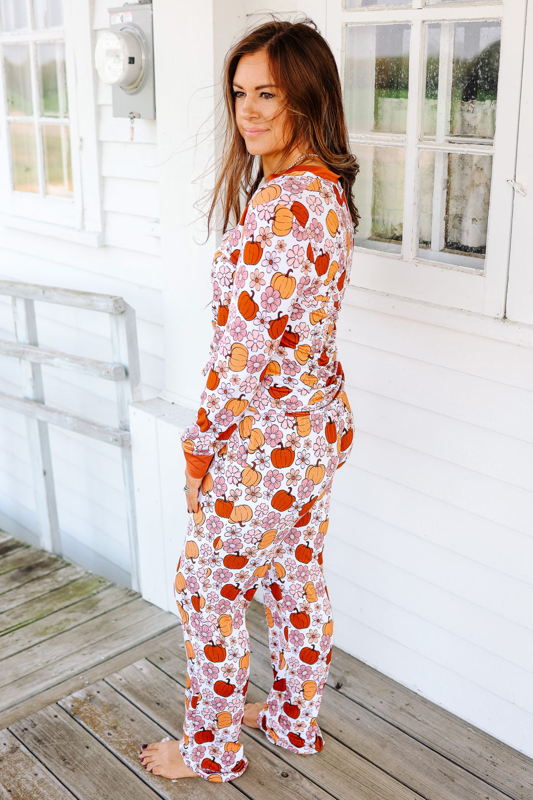 Floral Pumpkin Pajama Set