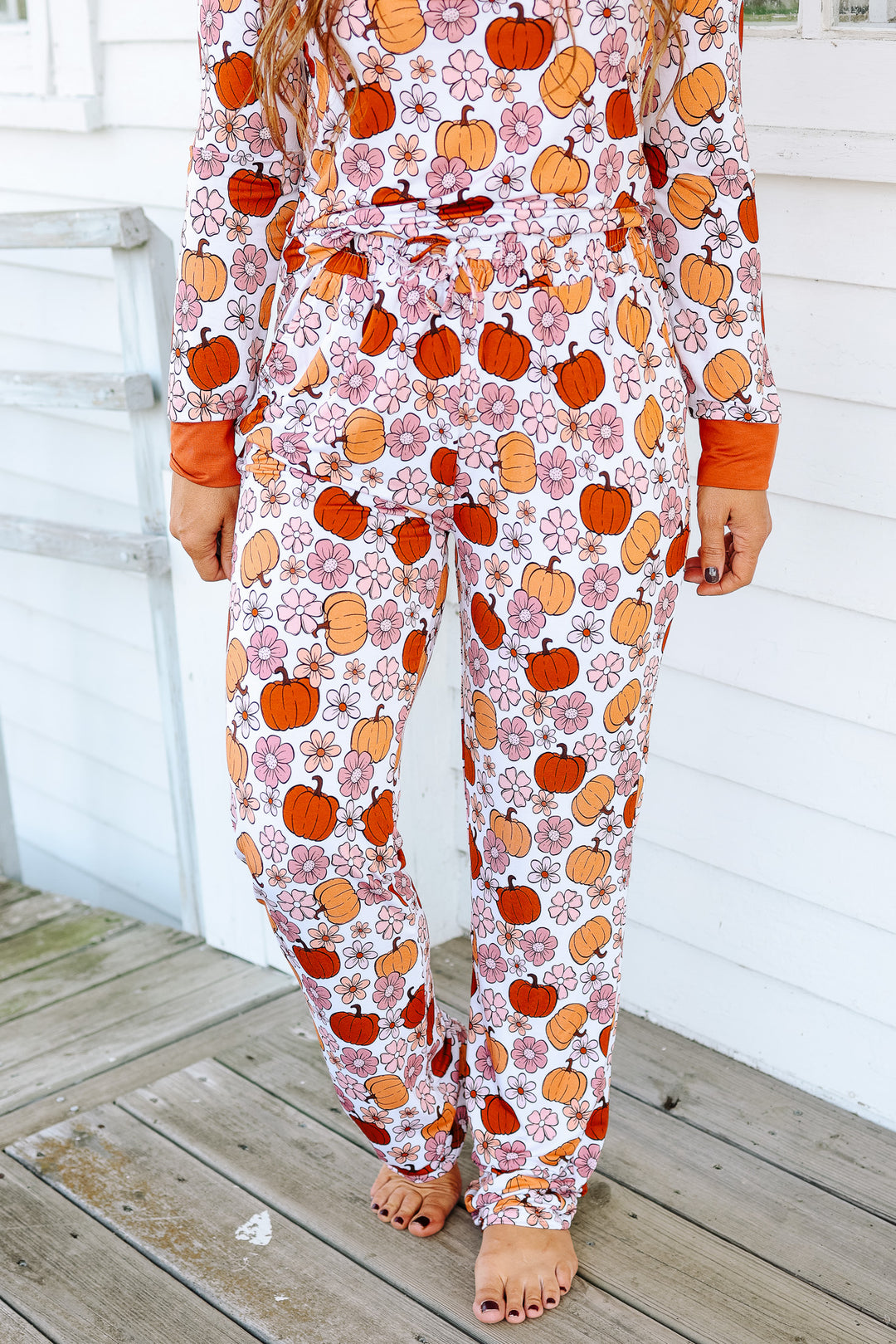 Floral Pumpkin Pajama Set