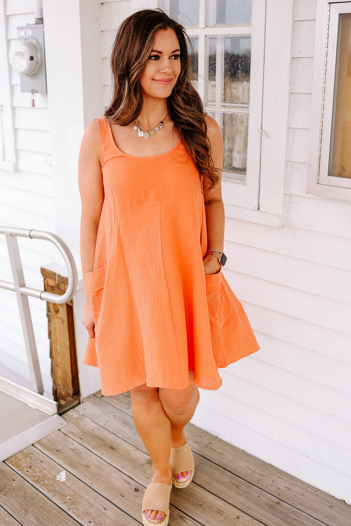 Lyric Gauze Flowy Dress - Orange