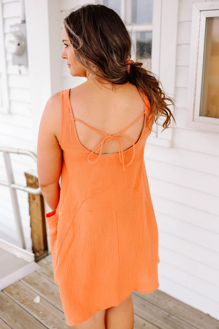 Lyric Gauze Flowy Dress - Orange