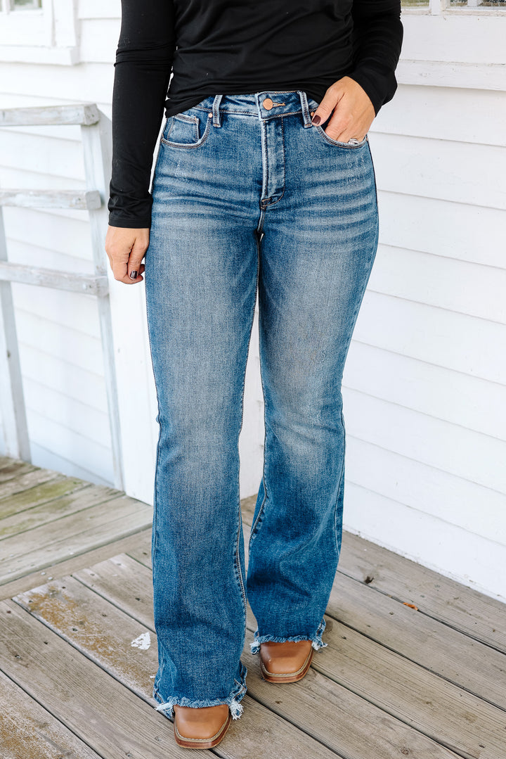 RISEN: Elias Tummy Control High Rise Flare Jeans