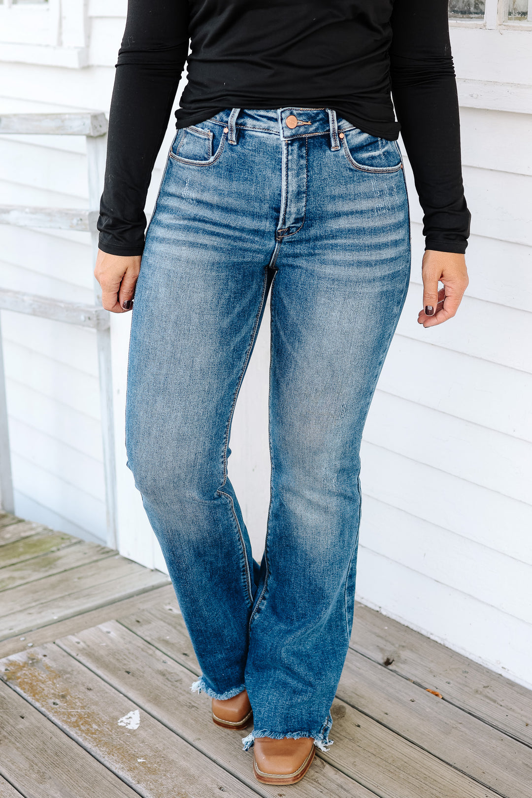 RISEN: Elias Tummy Control High Rise Flare Jeans