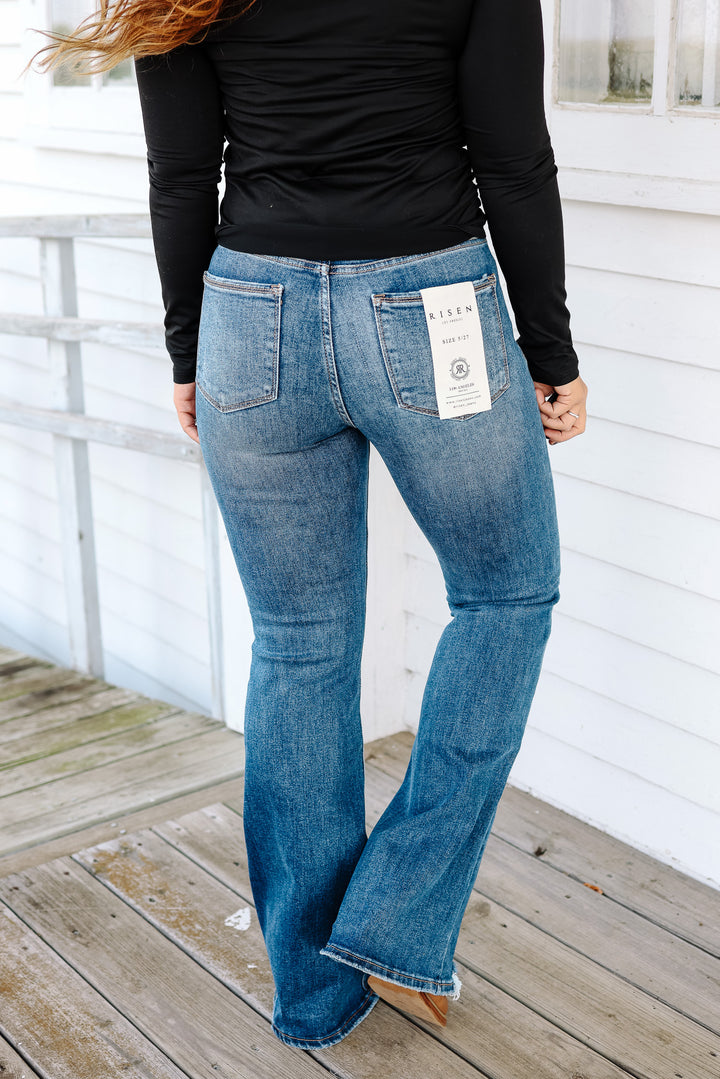 RISEN: Elias Tummy Control High Rise Flare Jeans