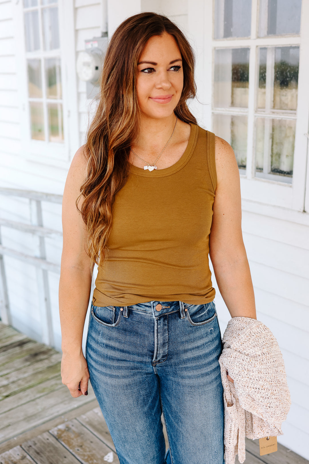 Lilith Ribbed Tank - Camel