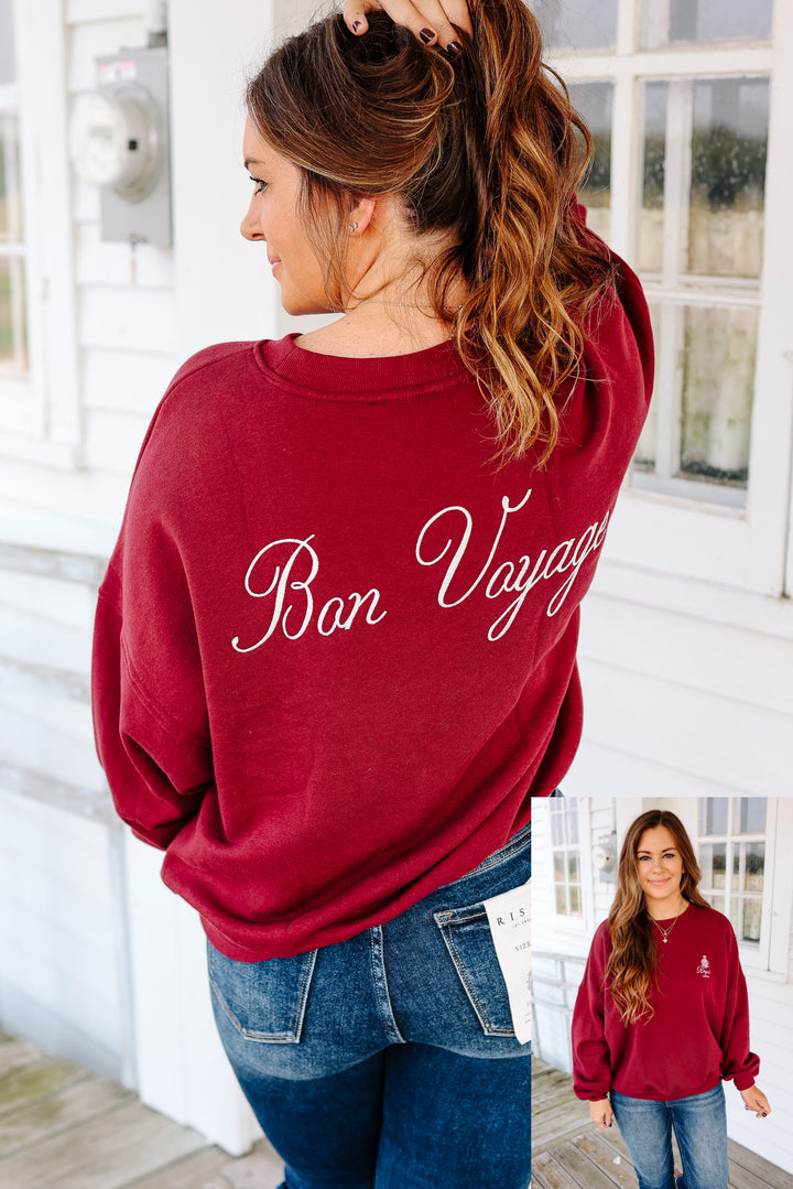 Bon Voyage Embroidered Pullover