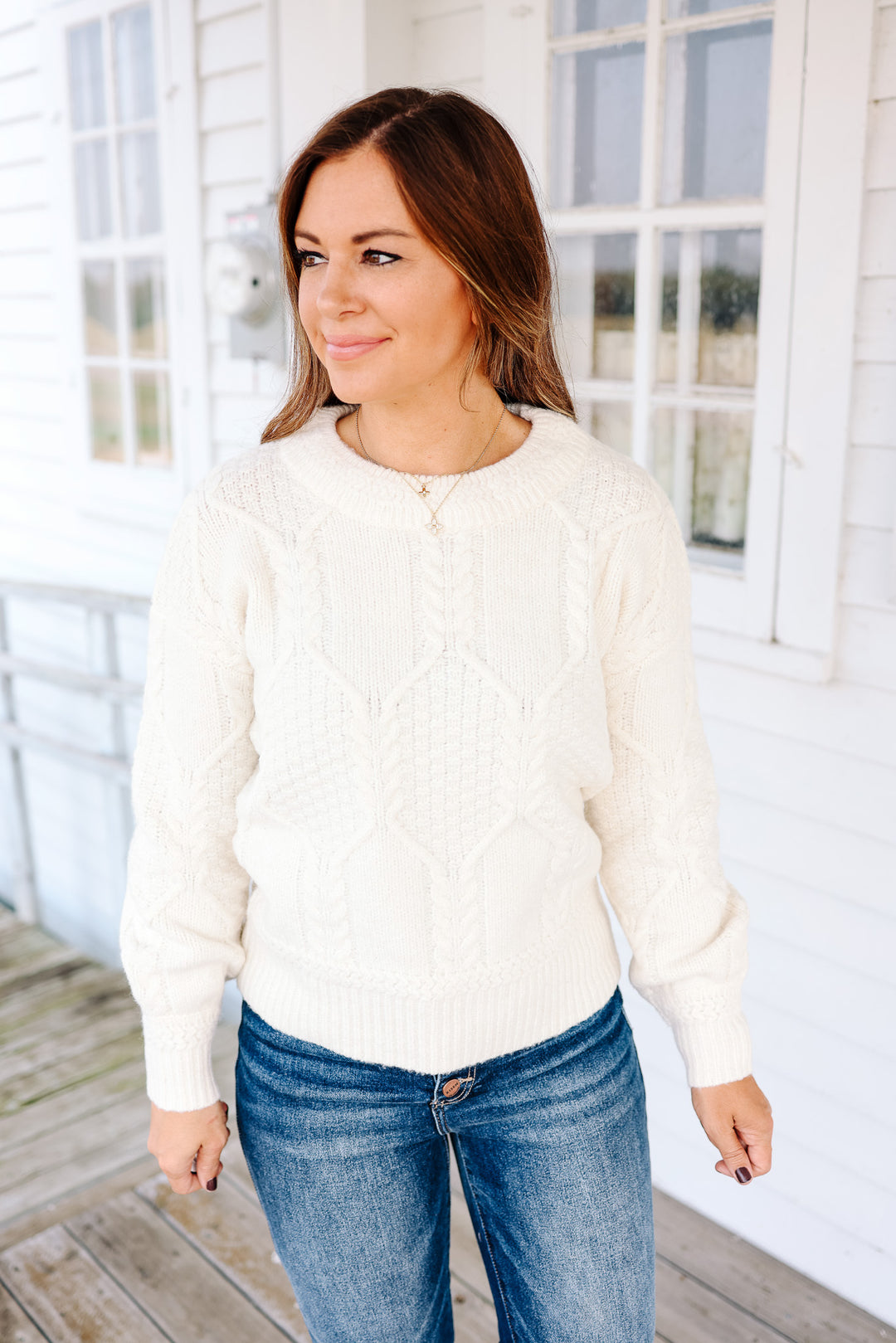 Gia Cut Out Back Knit Sweater - Ivory