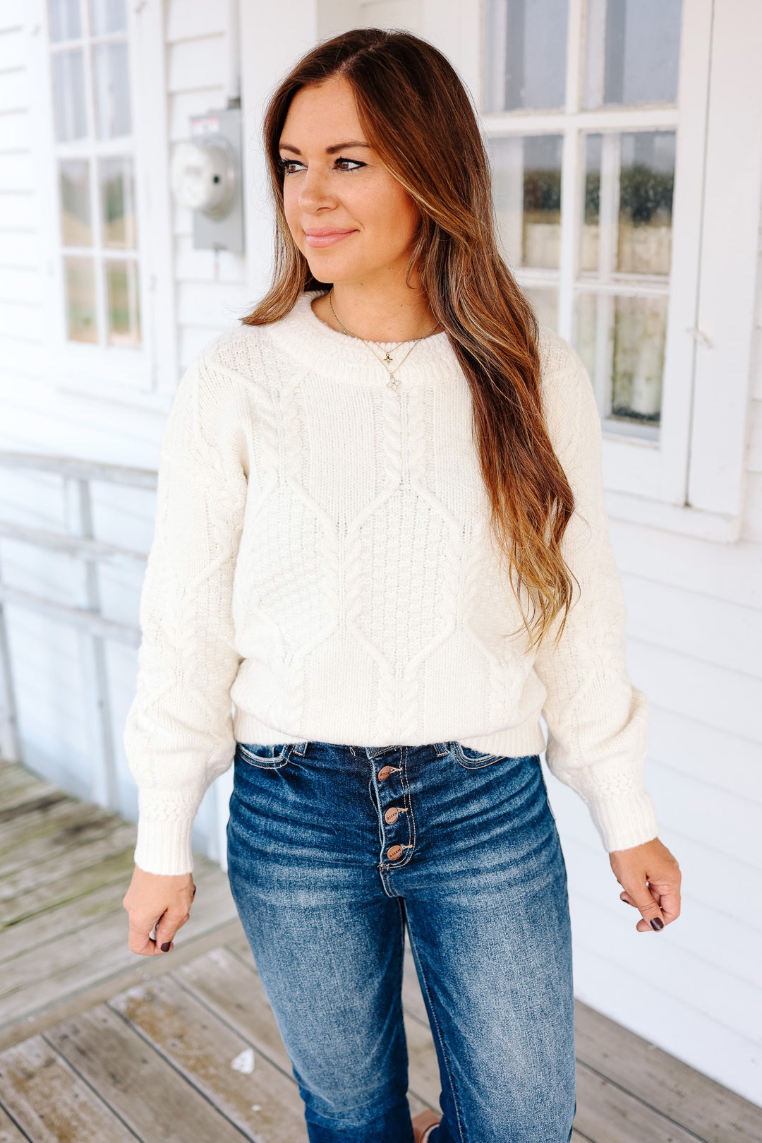 Gia Cut Out Back Knit Sweater - Ivory