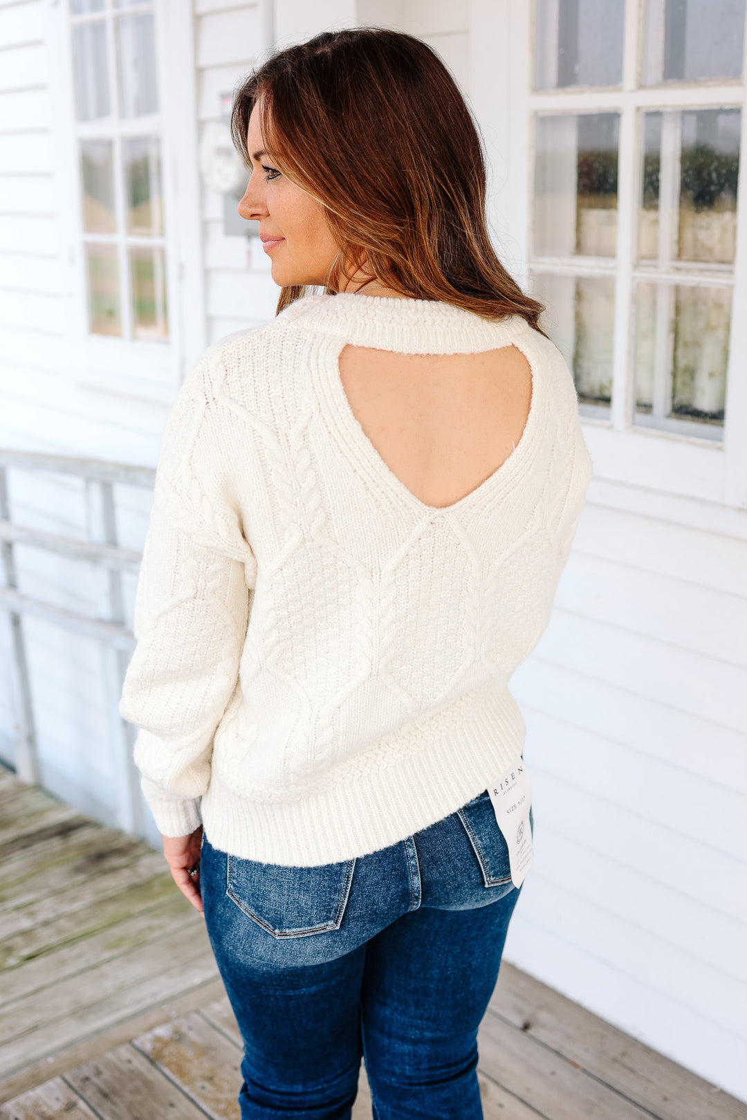 Gia Cut Out Back Knit Sweater - Ivory