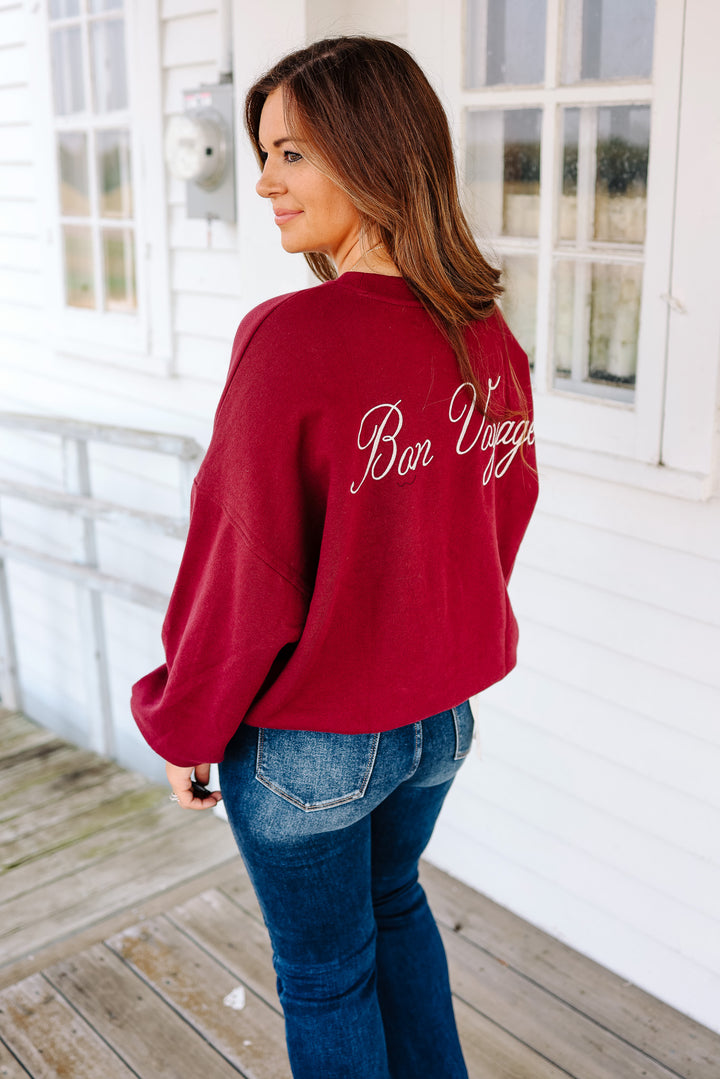 Bon Voyage Embroidered Pullover