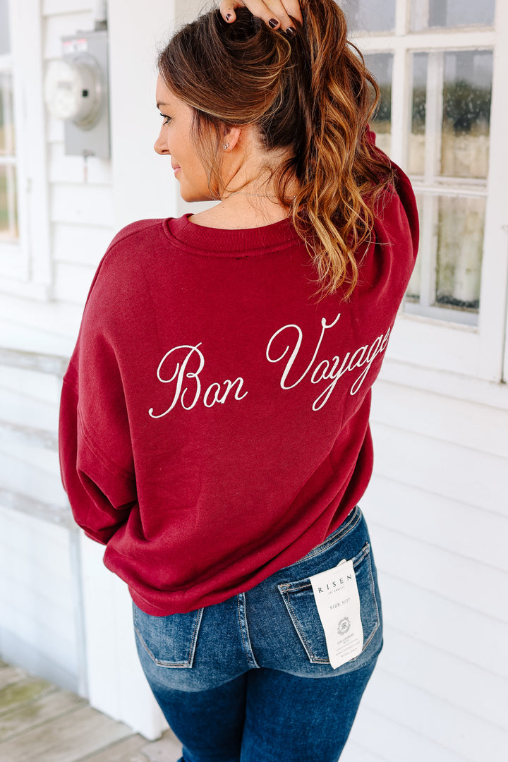 Bon Voyage Embroidered Pullover