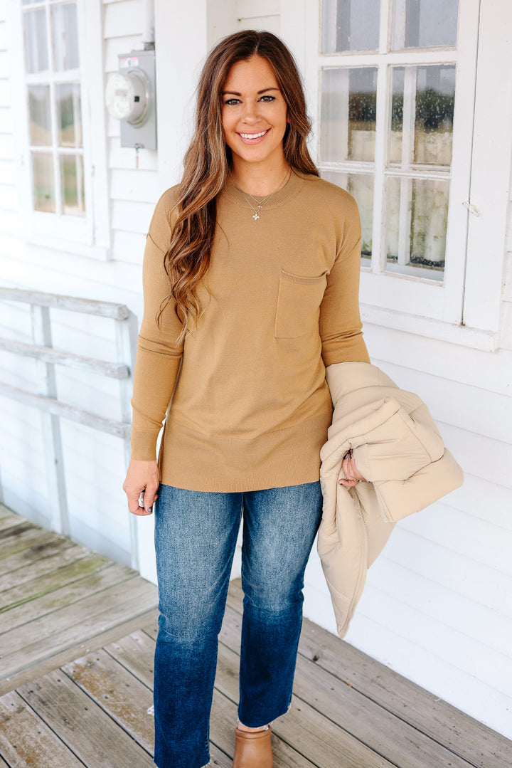 Vivian Side Split Sweater - Golden Rod