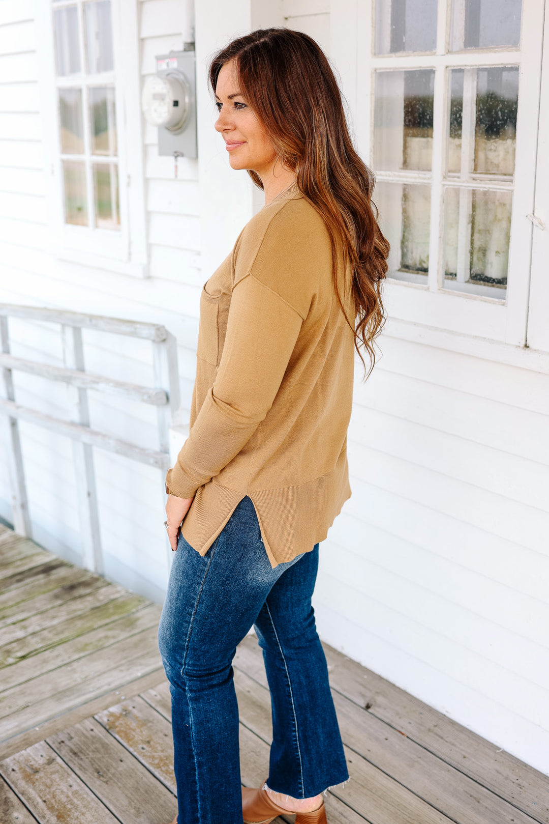 Vivian Side Split Sweater - Golden Rod