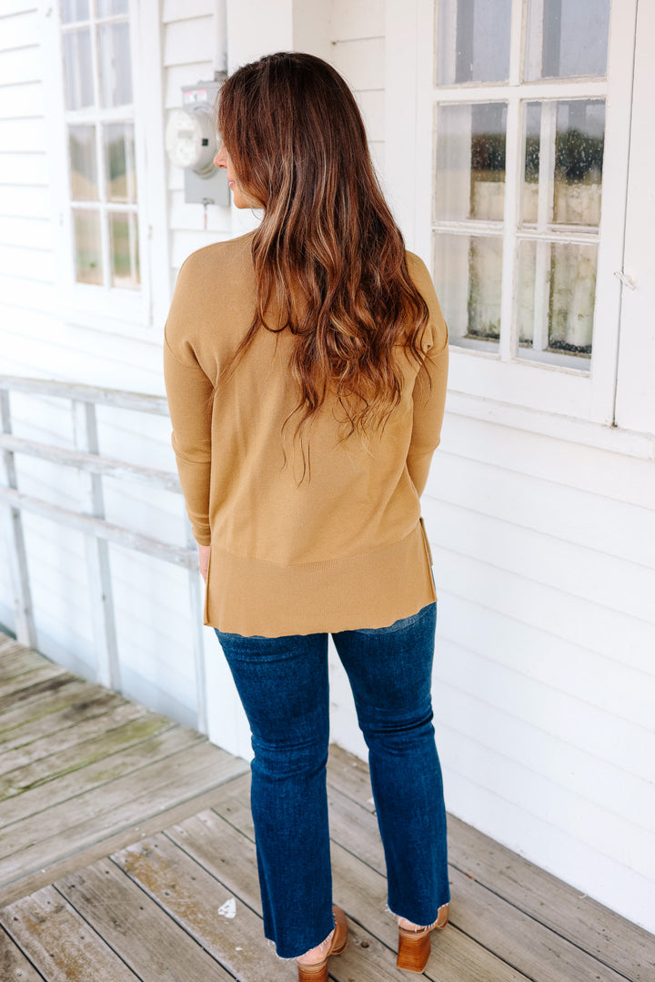 Vivian Side Split Sweater - Golden Rod