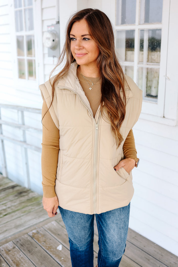 Jade Puffer Vest - Macadamia