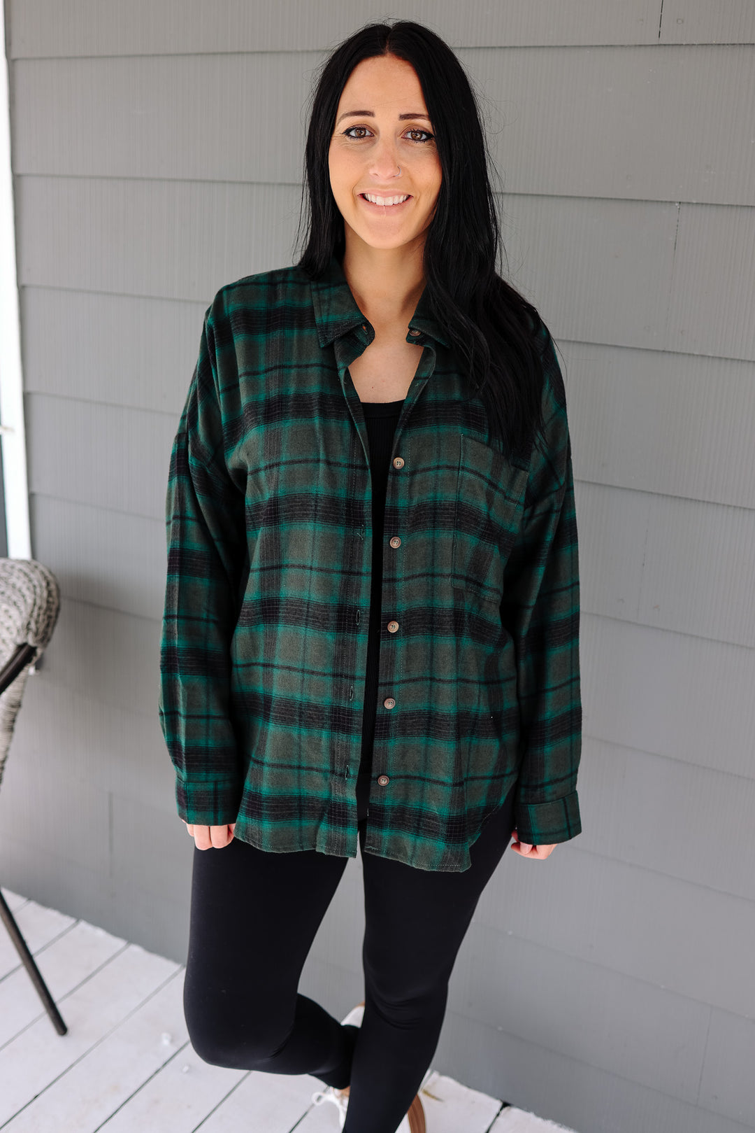 Marlowe Button Down Plaid Shirt - Hunter Green