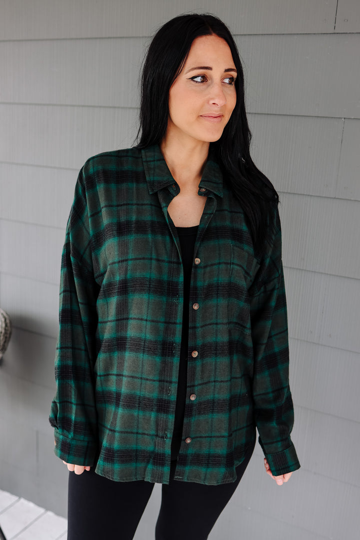 Marlowe Button Down Plaid Shirt - Hunter Green