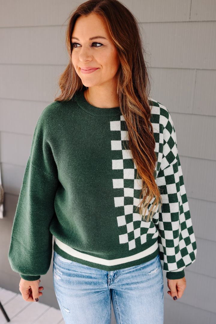 Rhea Colorblock Checkered Sweater