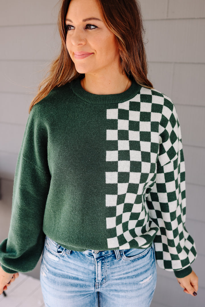 Rhea Colorblock Checkered Sweater