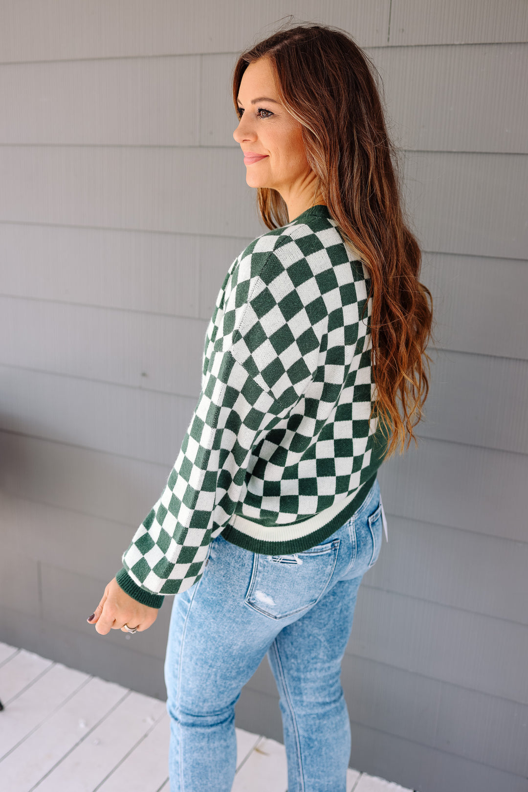 Rhea Colorblock Checkered Sweater