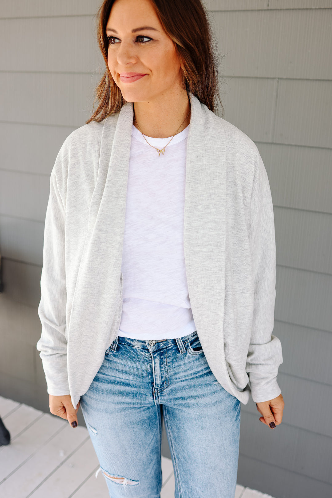 Ember Brushed Cocoon Cardigan - Heather Grey