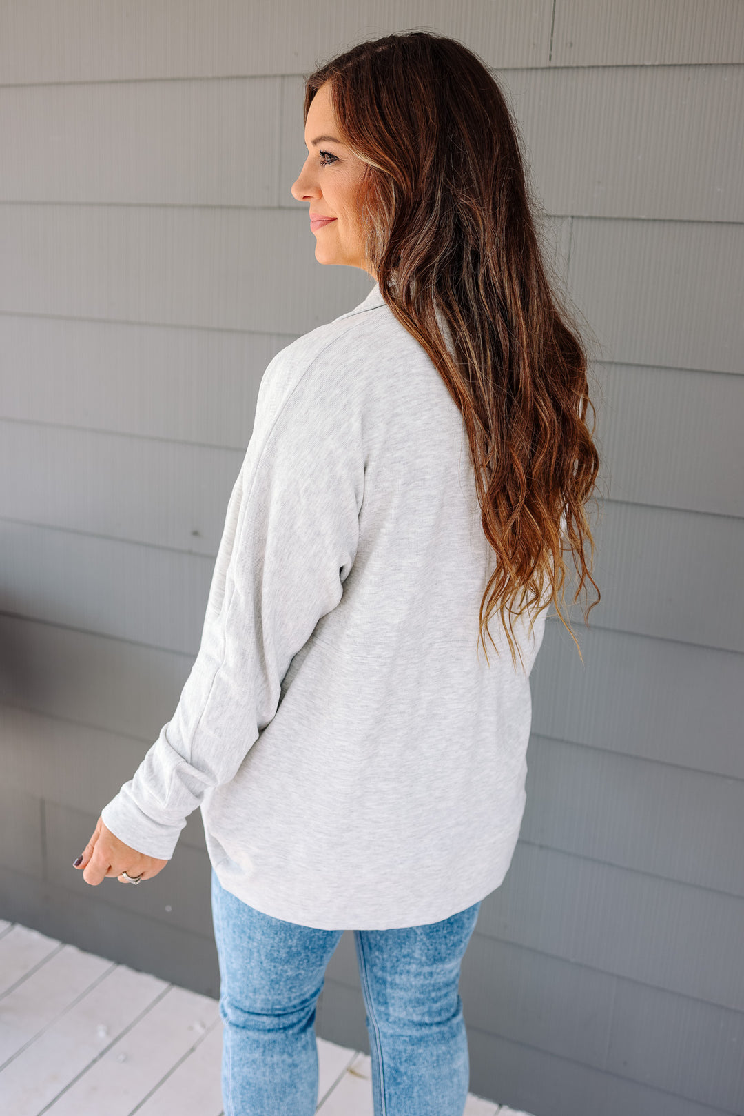 Ember Brushed Cocoon Cardigan - Heather Grey