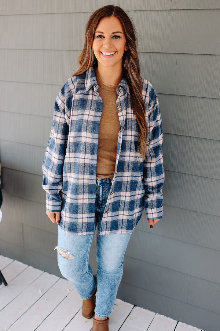 Jovie Button Down Flannel - Denim