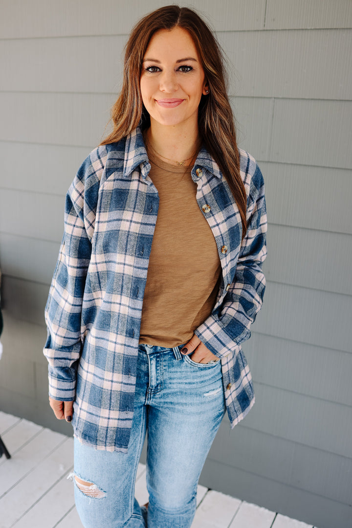 Jovie Button Down Flannel - Denim