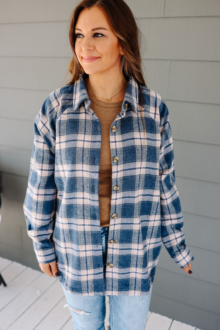 Jovie Button Down Flannel - Denim