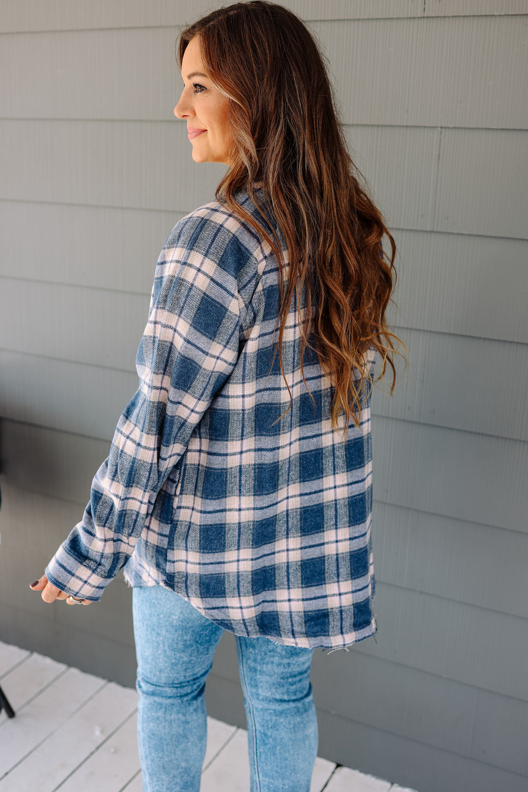 Jovie Button Down Flannel - Denim