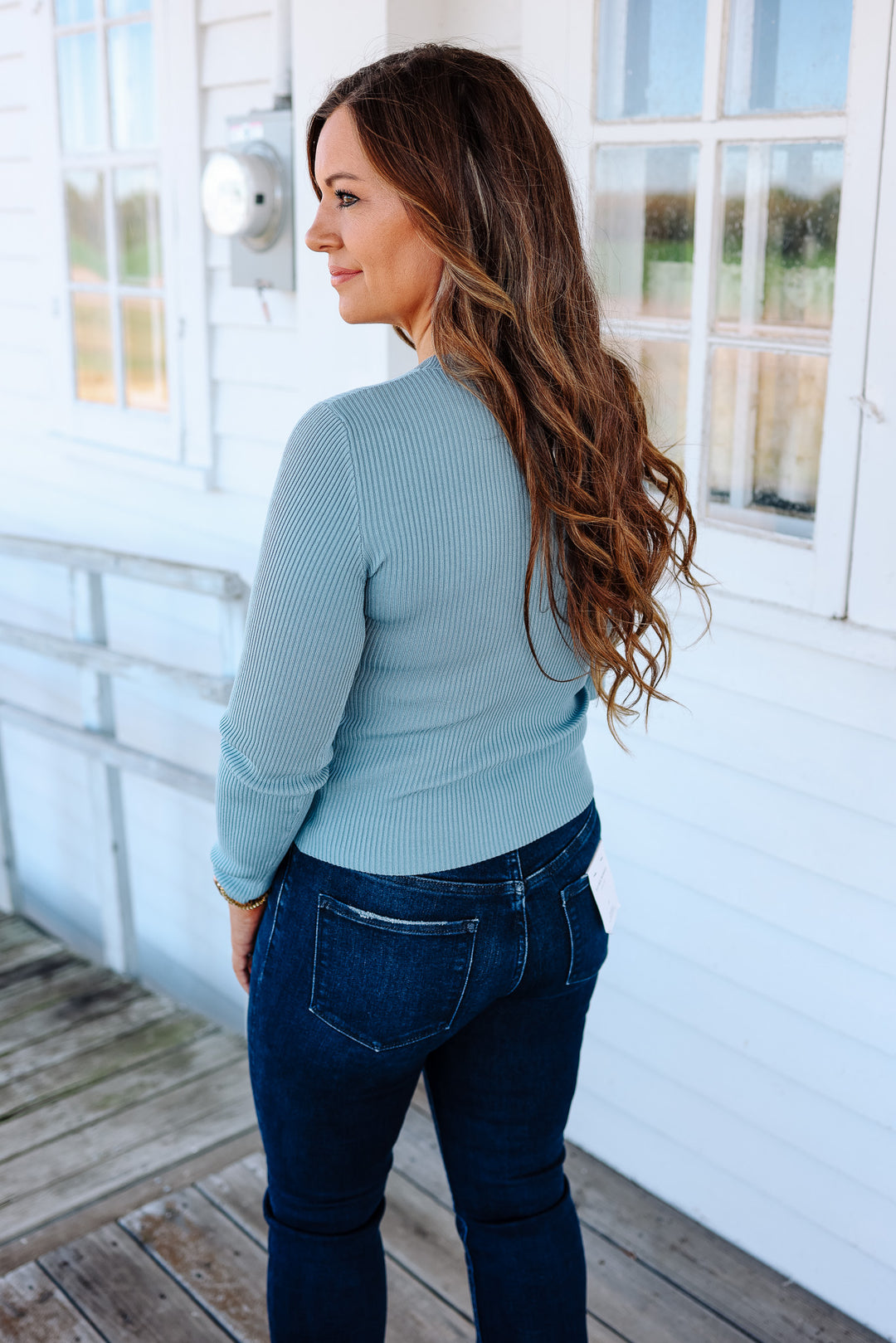 Ava Ribbed Long Sleeve - Chambray