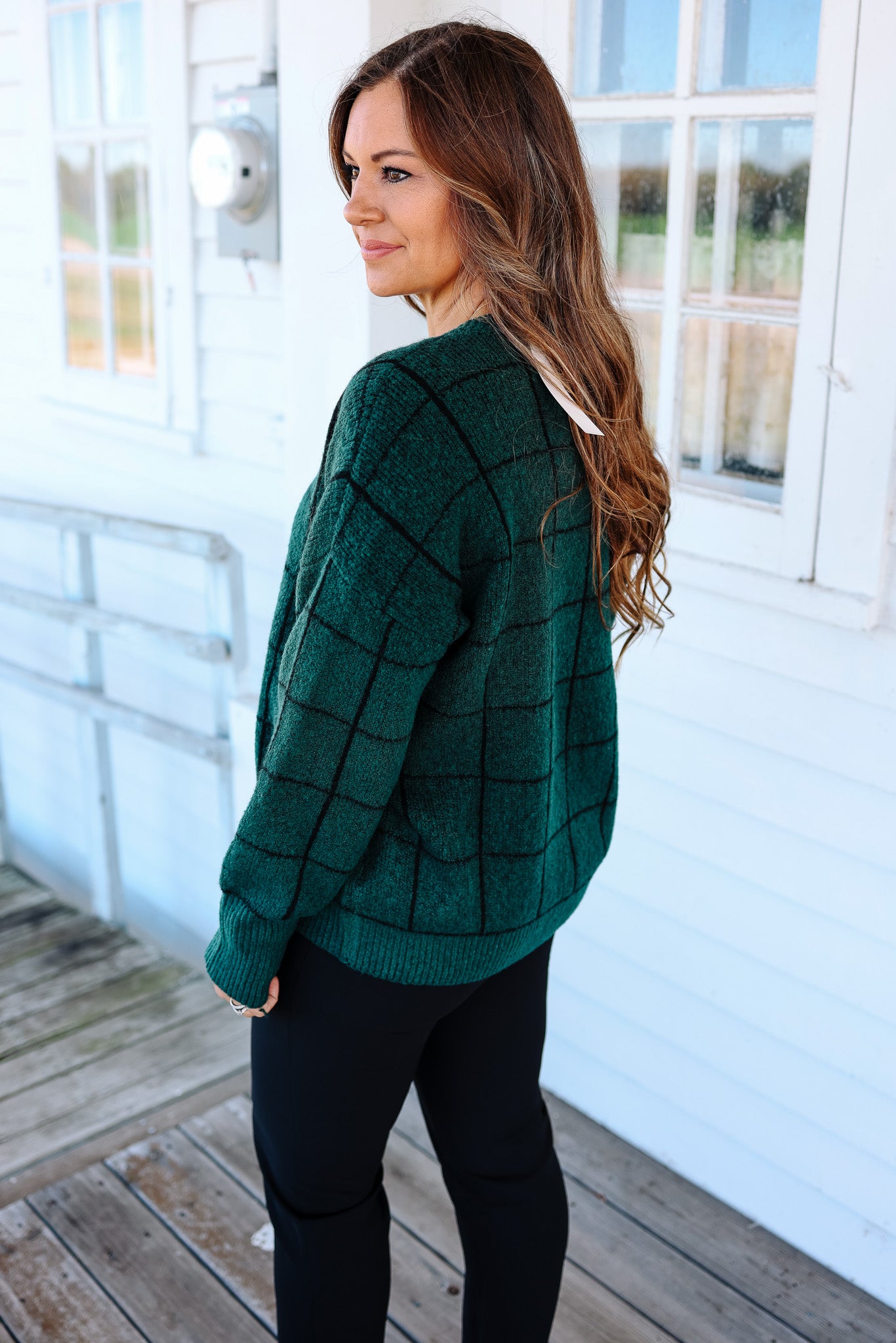Taryn Grid Print Knit Sweater