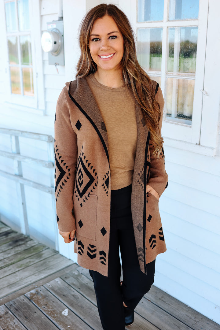 Jess Aztec Hoodie Cardigan