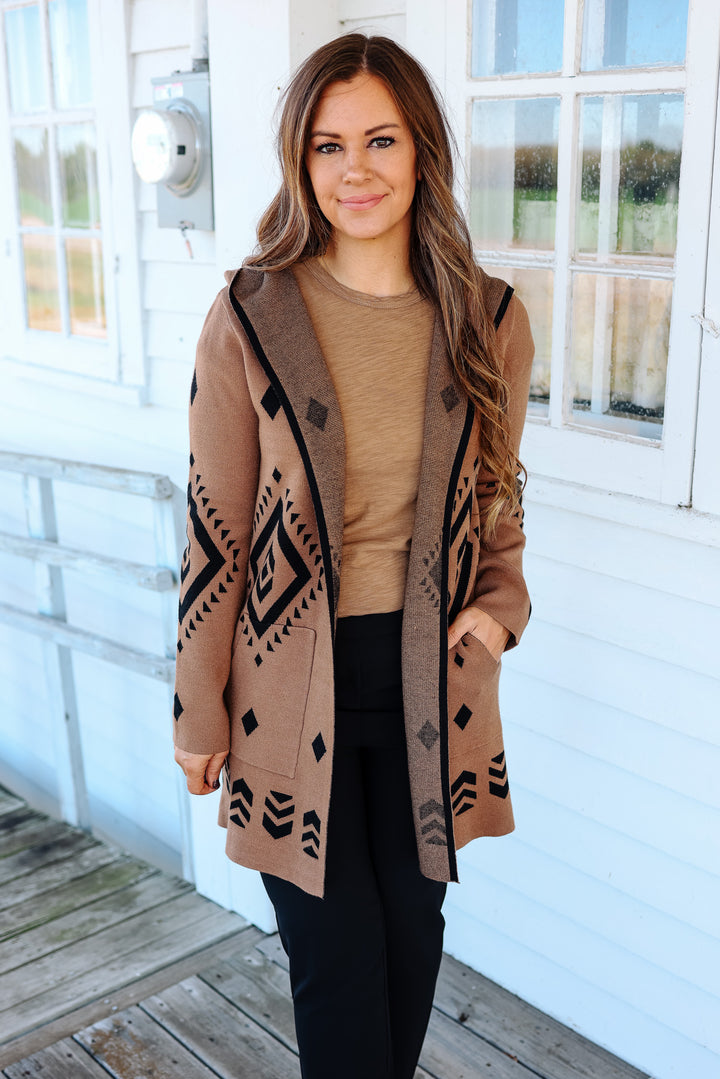 Jess Aztec Hoodie Cardigan