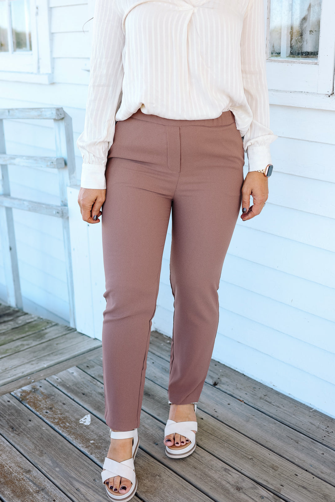 Freya Stretch Waist Dress Pants - Mocha