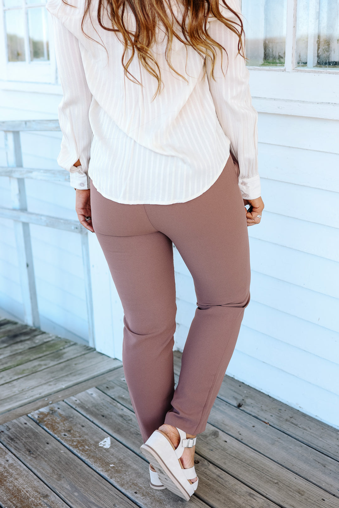 Freya Stretch Waist Dress Pants - Mocha