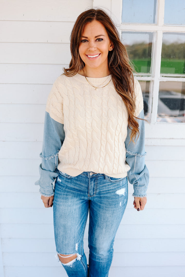 Dallas Denim Sleeve Sweater