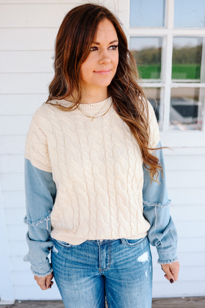 Dallas Denim Sleeve Sweater