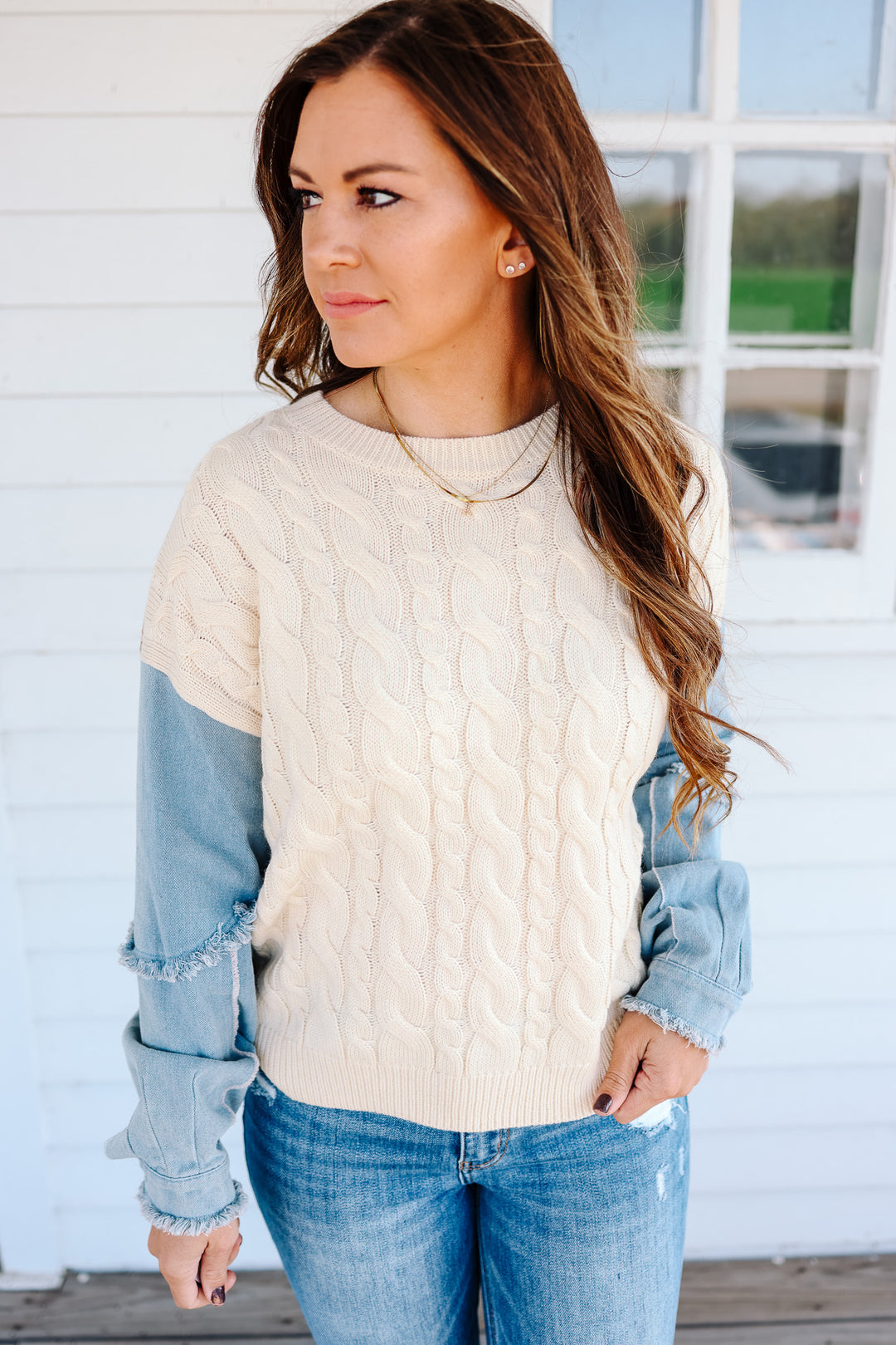 Dallas Denim Sleeve Sweater