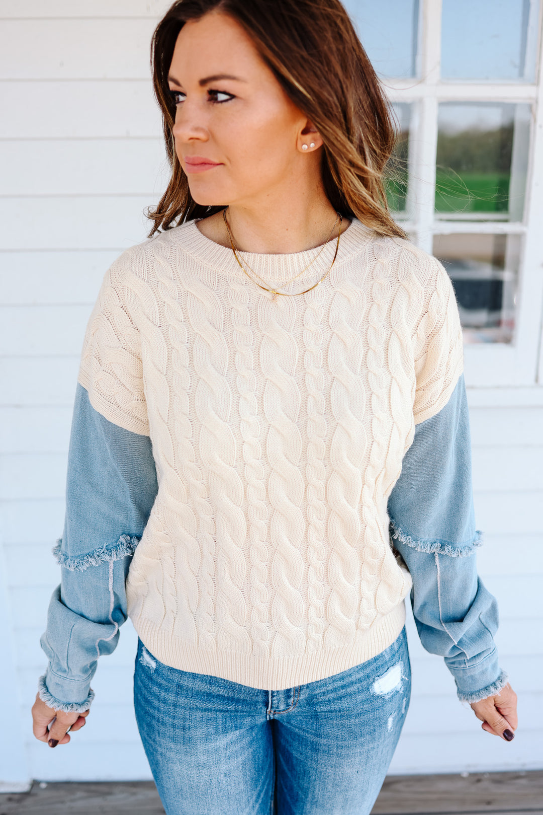 Dallas Denim Sleeve Sweater