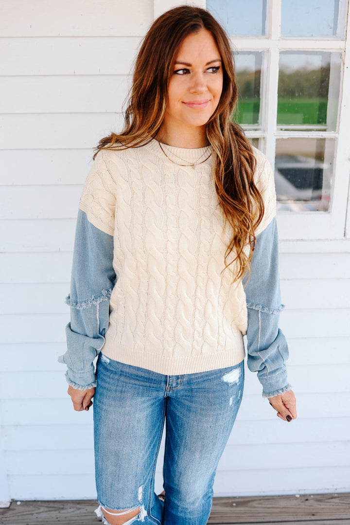 Dallas Denim Sleeve Sweater