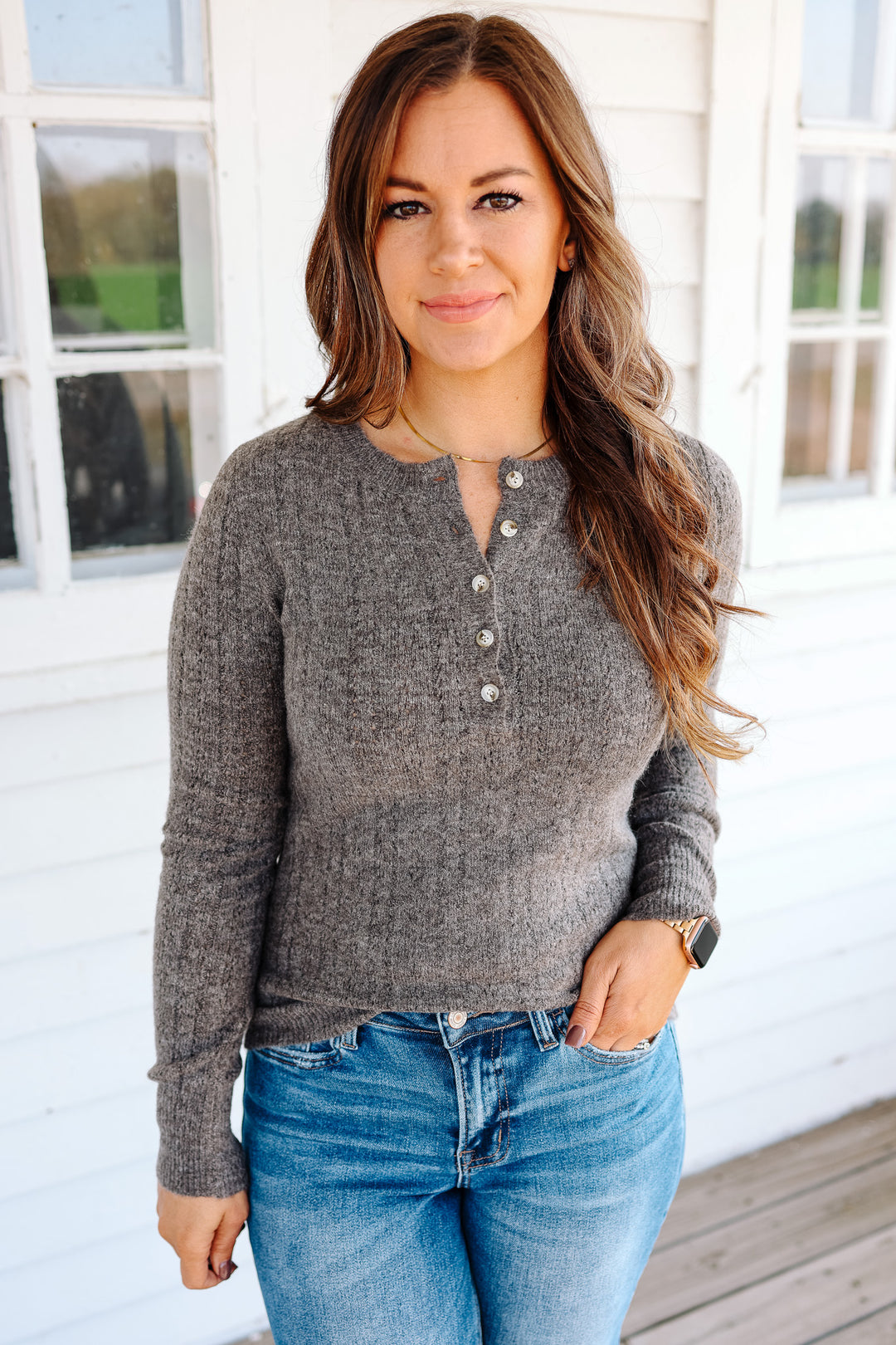 Meg Pointelle Henley Top