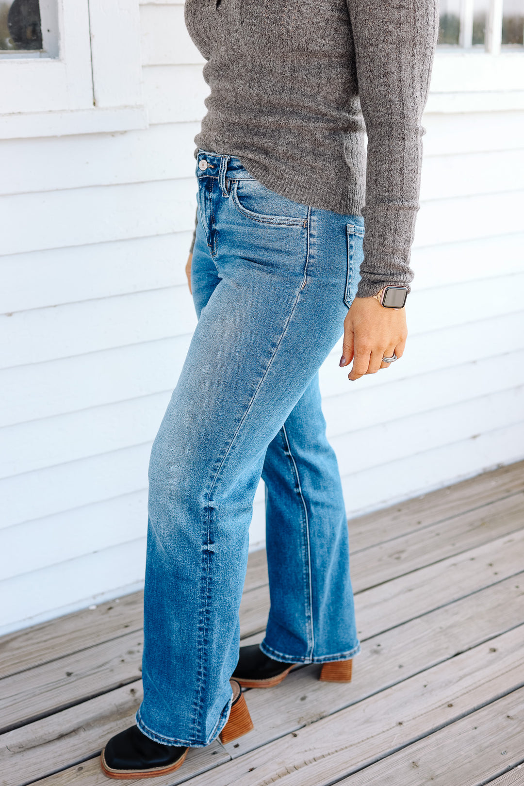 VERVET: Genevieve Slim Wide Jeans