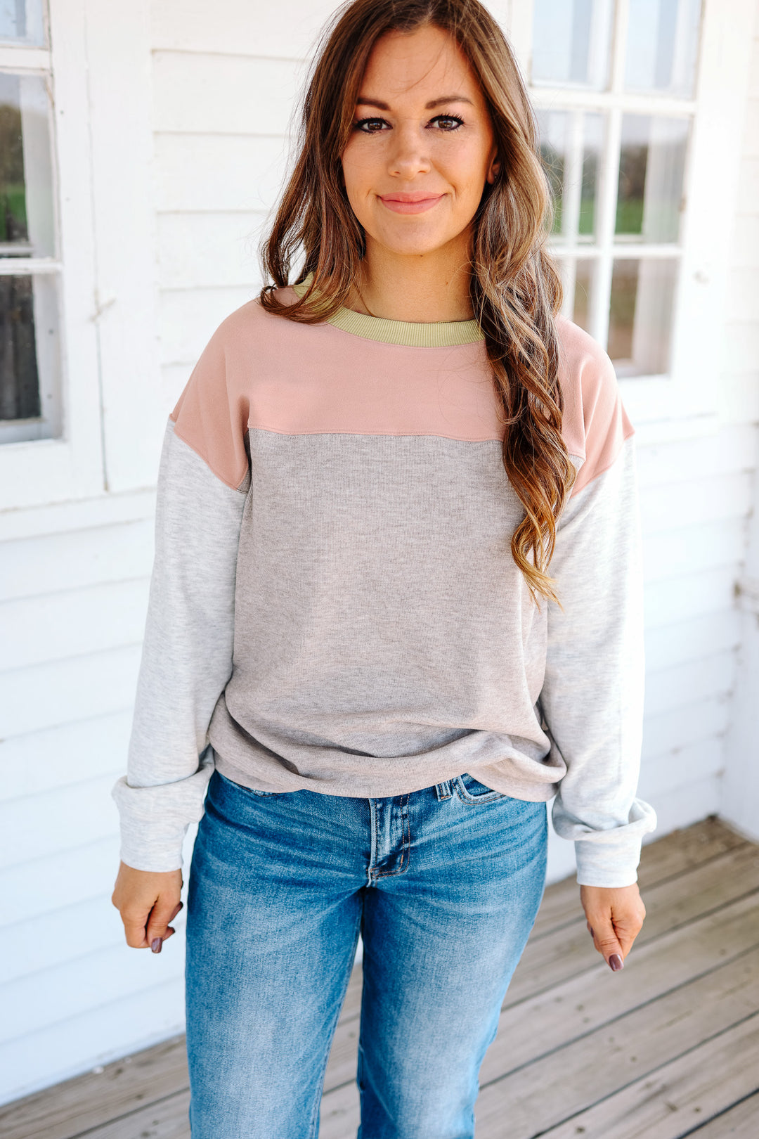 Zoey Colorblock Fleece Pullover - Mauve