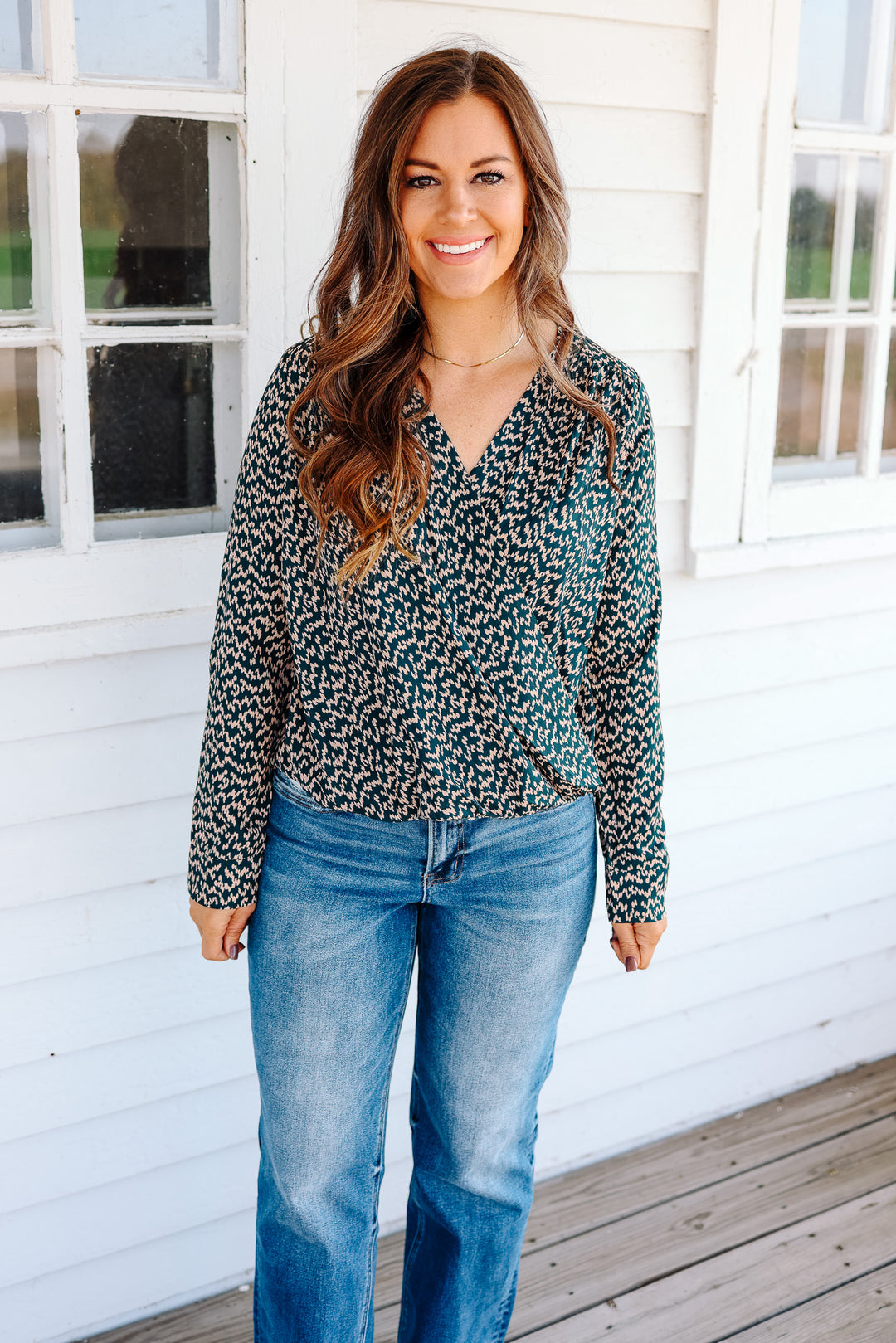 Katie Surplice Patterned Blouse