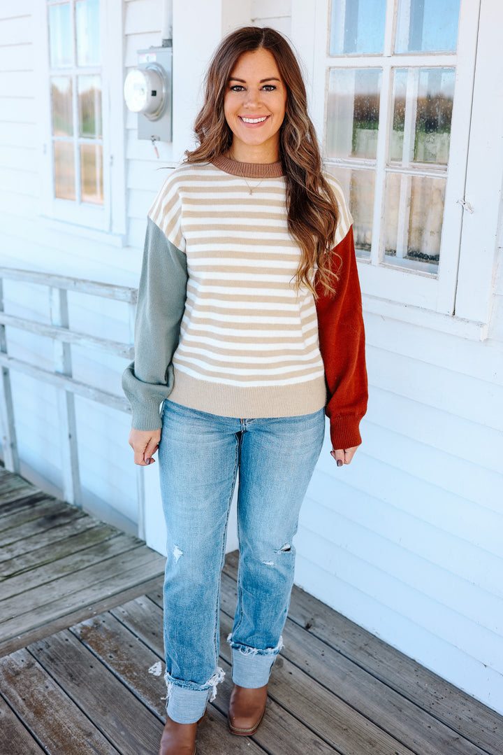 April Colorblock Striped Sweater