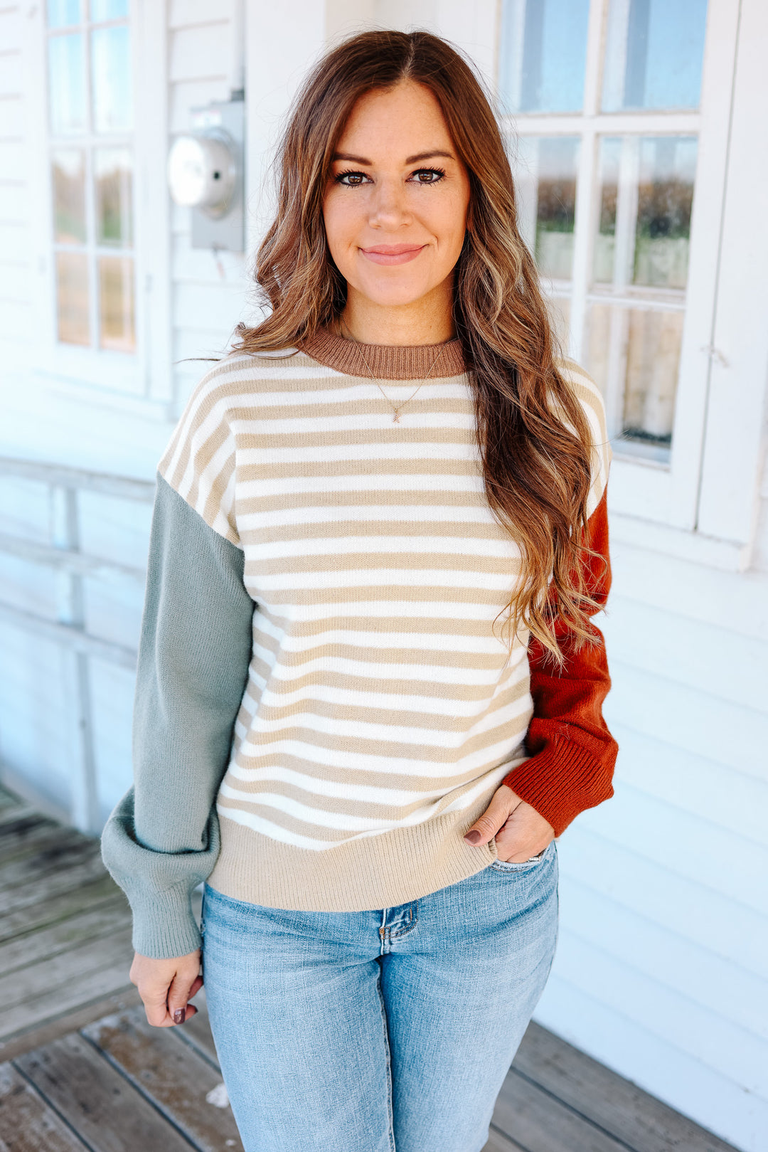 April Colorblock Striped Sweater